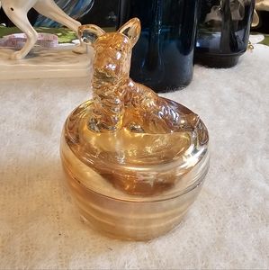 Vintage Jeanette Glass Scottish Terrier Powder/Trinket Jar